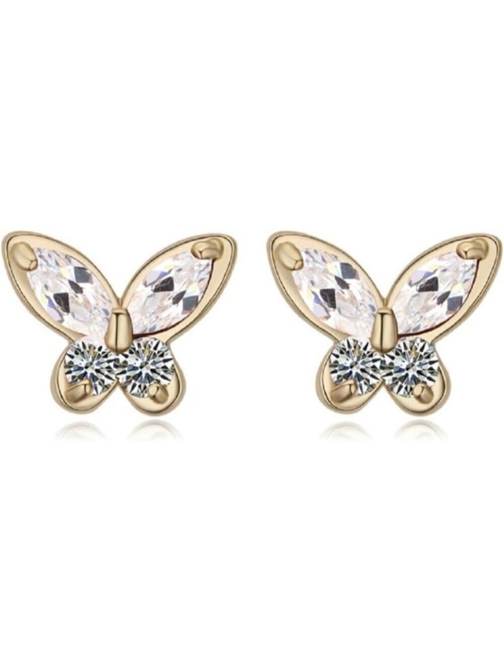 Women's Butterfly Zirconia Crystal Gold Plated Gold Earrings Jewellery